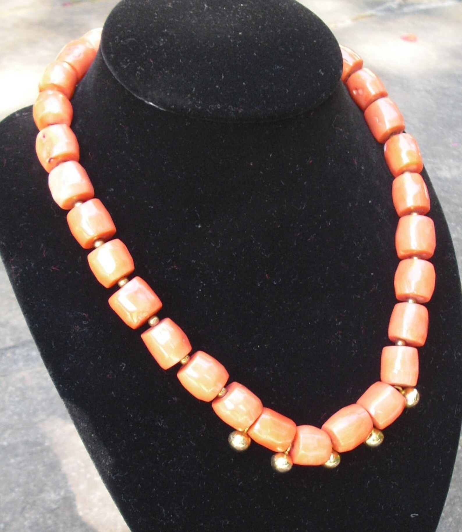 Red Coral Necklace Huge Nuggets Gold Plated Hilltribe Silver Etsy