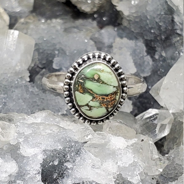 Australian Variscite Ring, Gemstone Ring, Boho Ring, Sterling Silver Ring,Stacking Ring, Size 6