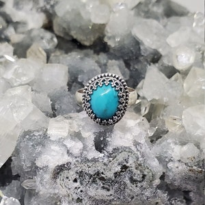 Sterling Silver Turquoise Ring, Turquoise Ring, December Birthstone Ring, Boho Ring, Statement Ring, Gifts For Her, Boho Jewelry, Size 7