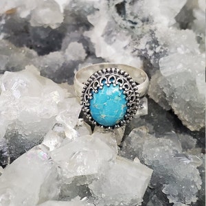 Sterling Silver Turquoise Ring, Turquoise Ring, December Birthstone Ring, Boho Ring, Statement Ring, Gifts For Her, Boho Jewelry, Size 7.75