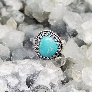 Sterling Silver Turquoise Ring, Turquoise Ring, December Birthstone Ring, Boho Ring, Statement Ring, Gifts For Her, Boho Jewelry, Size 7.25