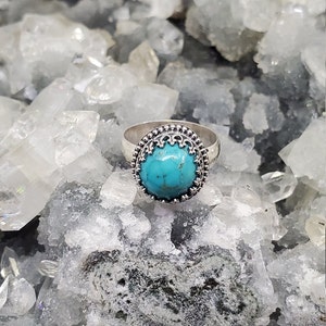 Sterling Silver Turquoise Ring, Turquoise Ring, December Birthstone Ring, Boho Ring, Statement Ring, Gifts For Her, Boho Jewelry, Size 6.25