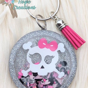 Punk skull girl shaker keychain