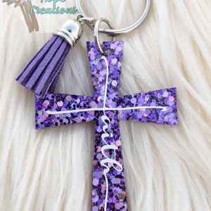 Purple faith cross keychain