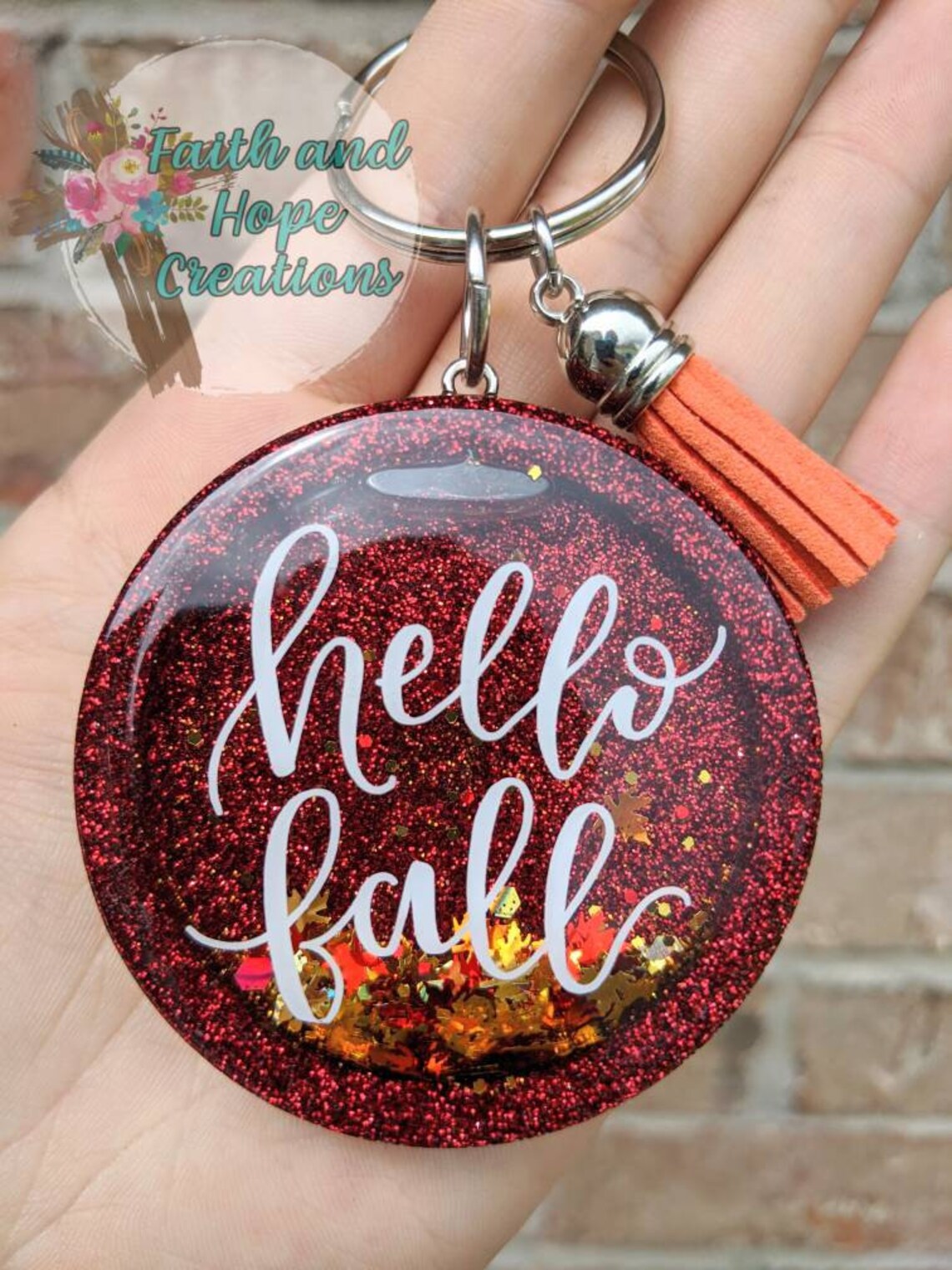 Hello Fall Shaker Keychain - Etsy