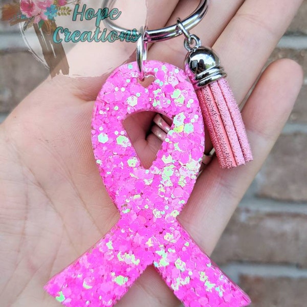 Breast cancer awareness ribbon keychain