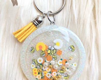 Honey bee shaker keychain