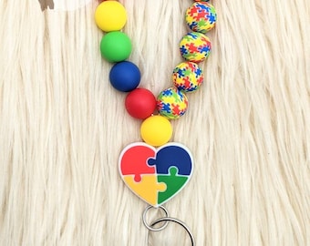 Korliya Heart Love Autism Awareness Puzzle Charm Bead for Bracelet 