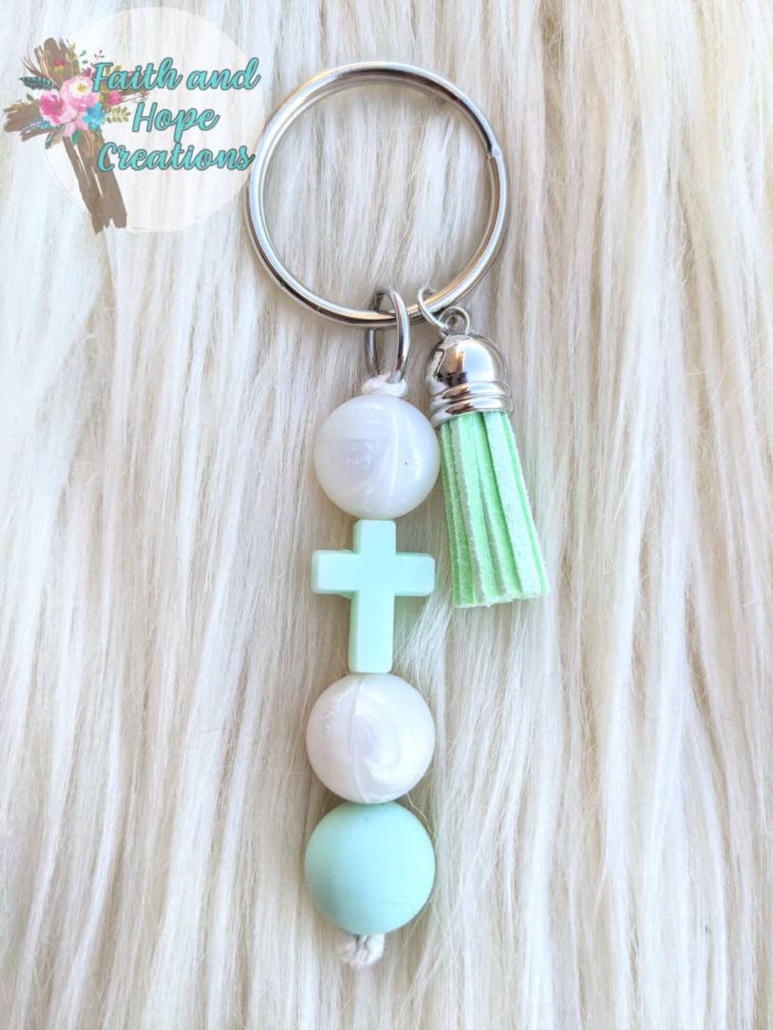 Beaded Cross Keychain Etsy