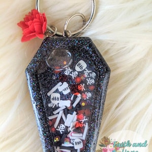 Vampire inspired coffin shaker keychain