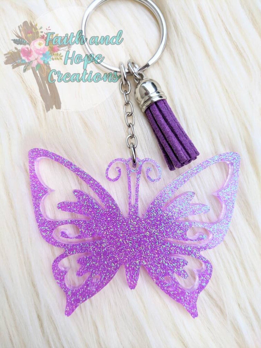 Butterfly Glitter Keychain - Etsy