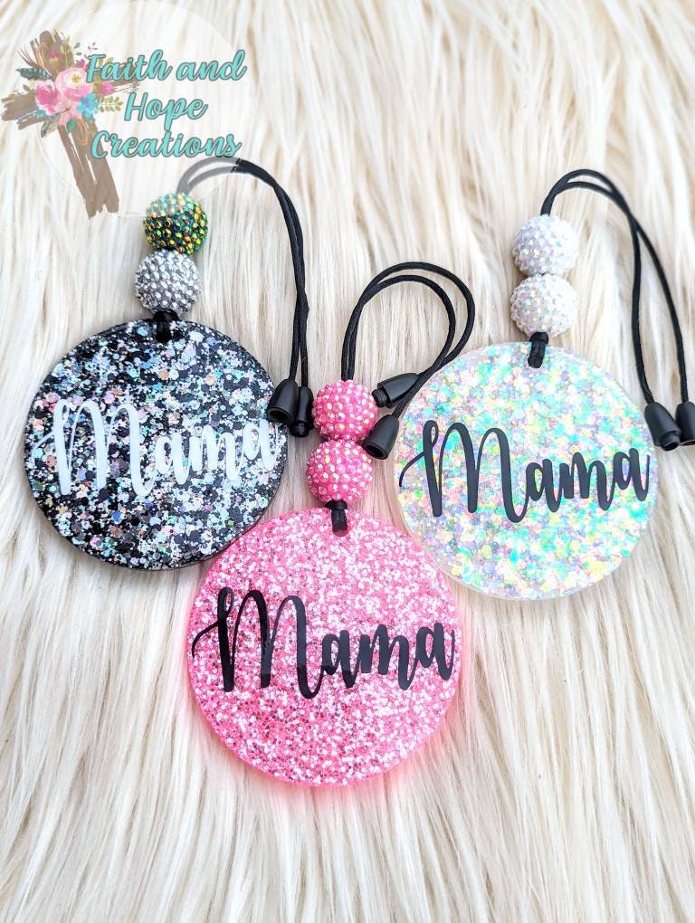 Bling Car Accessories for Women ＆ Men Bling White Heart and Pink Fuzzy  Drops Bling Rinestones Diamond Car Accessories Crystal Car Rear View Mirror  Charms,Lucky Hanging Accessories 