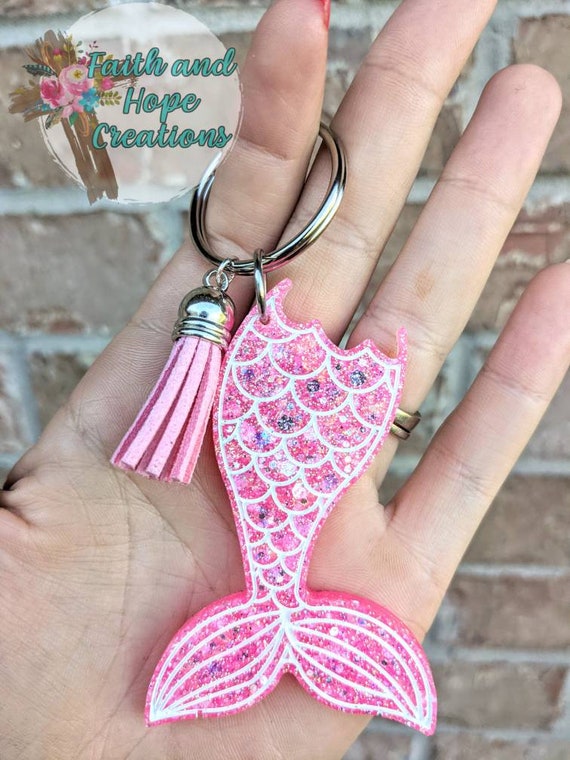pink glitter keychain