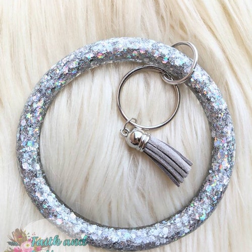 Glitter Keychain Bangle Keychain Bracelet Bangle Key Ring Etsy