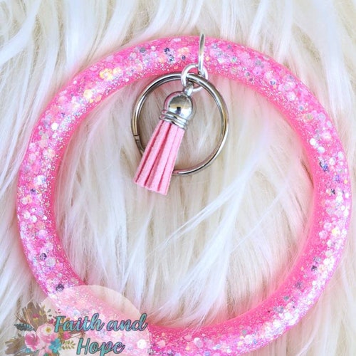 Glitter Keychain Bangle Keychain Bracelet Bangle Key Ring Etsy