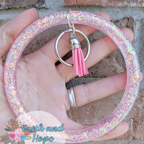 Glitter Keychain Bangle Keychain Bracelet Bangle Key Ring Etsy