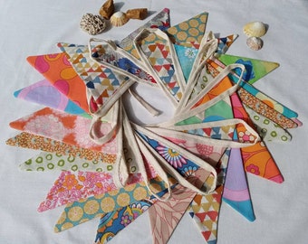 Handmade Vintage 70's Fabric Bunting in Geometric and Florals Flower Power Tent Campervan Festival