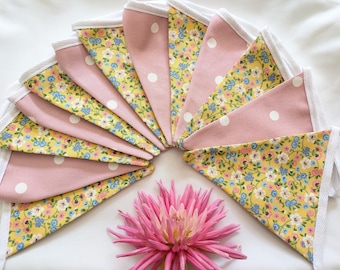 Handgemaakte Cath Kidston bloemenvlag: dubbelzijdige katoenen wimpels