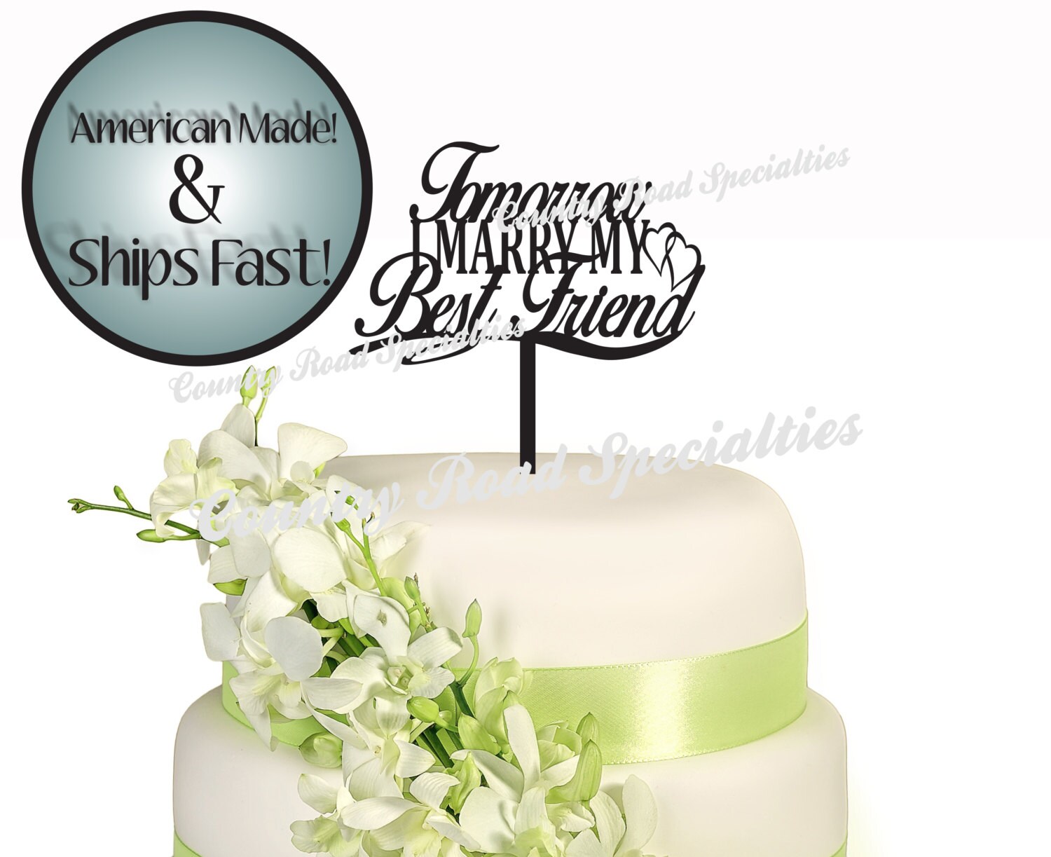 Tomorrow I Marry My Best Friend Rehearsal Cake Topper Made in Etsy