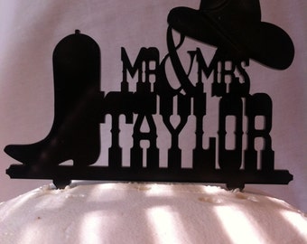 Western Wedding Cake Topper, Boot and Hat Cake Topper, Cowboy Cake Topper, Boot  Topper,, Country Cake Topper,  MADE In USA…..Ships from USA