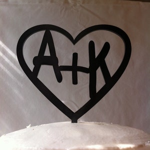 Carved Initials In A Heart Custom Personalized Wedding Cake Topper MADE In USA…..Ships from USA