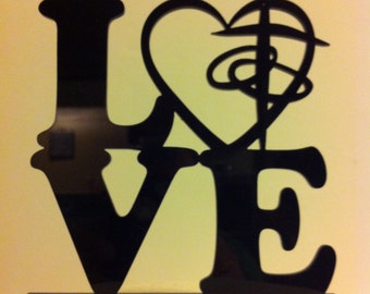 Love, Heart & Cross Acrylic Wedding Cake Topper