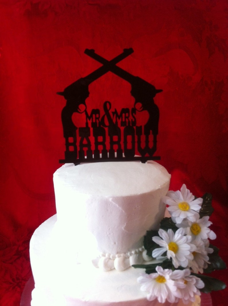 Country, Rustic, Western Pistol Custom Personalized Wedding Cake Topper MADE In USA..Ships from USA image 3