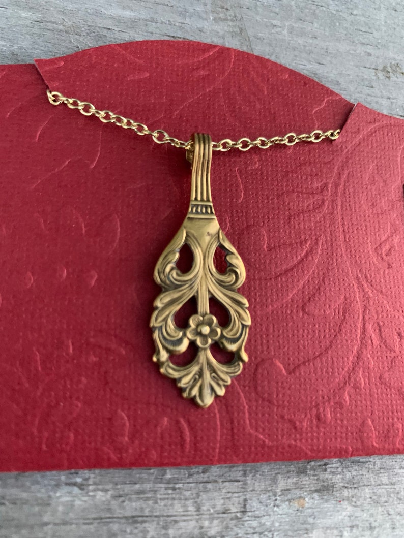 Spoon Necklace Repurposed Gold Wash Sweden Sugar Silverware Etsy