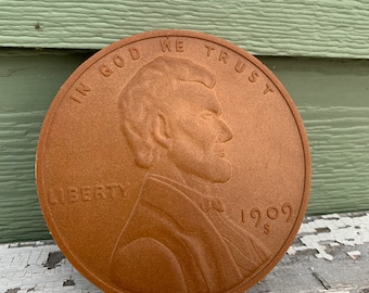 Large Plastic Wheat Penny Novelty 1909S VDB Toy Display Joke Award Coaster Round Disc Funny Money Trick Abe Lincoln Coin One Cent Replica