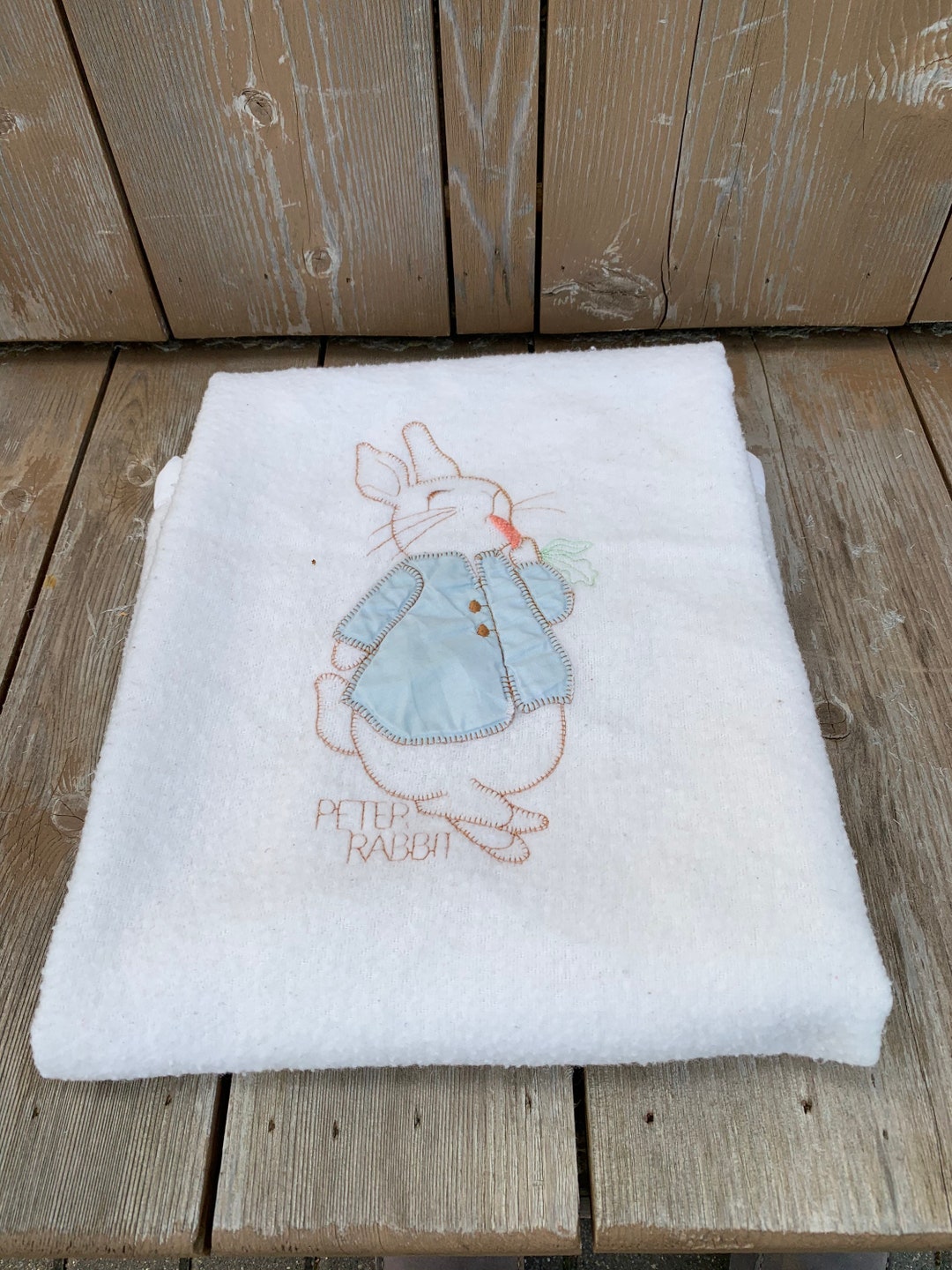 Peter Rabbit Quiltex Baby Blanket Acrylic White Vintage Etsy