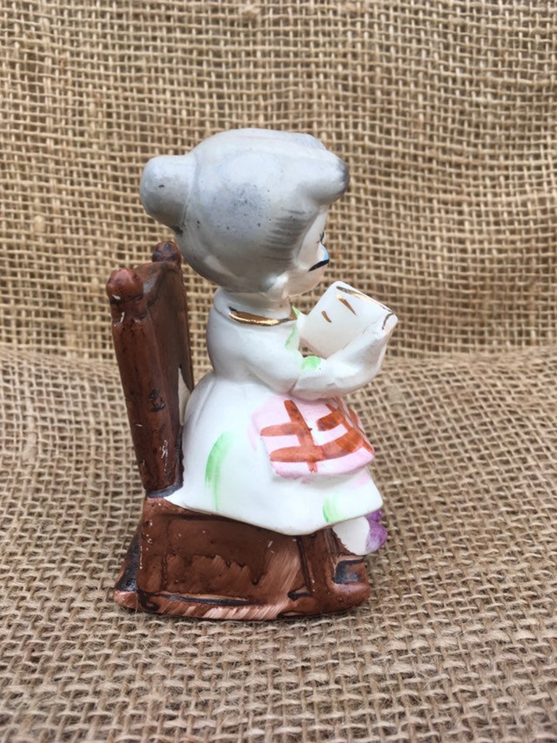 Grandma salt shaker pepper vintage rocking chair reading book Etsy