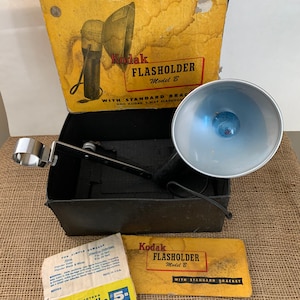 Kodak Flashholder Model B Standard Bracket Flash Guard Original Box Reflex Camera Retro Vernacular Black and White Photographs Holder