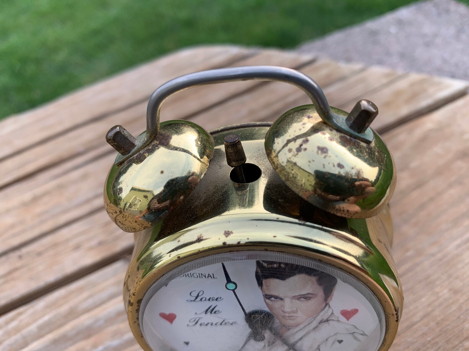 Elvis Clock Wind up Gold Metal Alarm West Germany Unique Clock Etsy