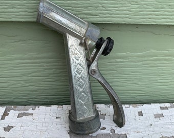 Melnor aqua gun hose nozzle vintage sprayer garden silver hand handheld metal retro