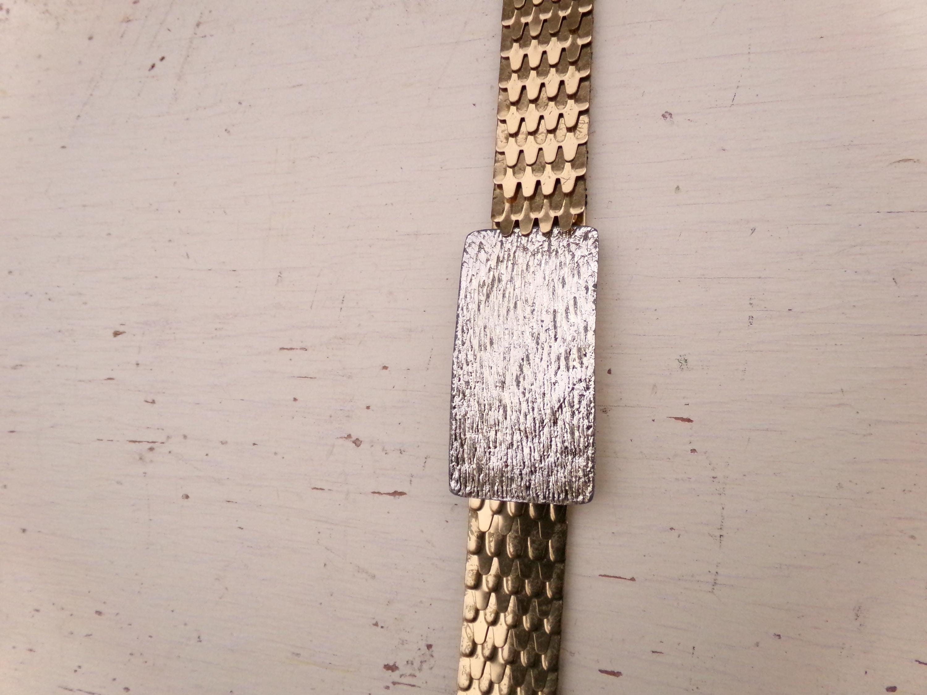 Vintage 1980s Gold Tone Metal Fish Scale Snake Mesh Stretch Belt Vintage Gold Tone / Fish Scale Belt - Stretchy - 1980s  main image 3