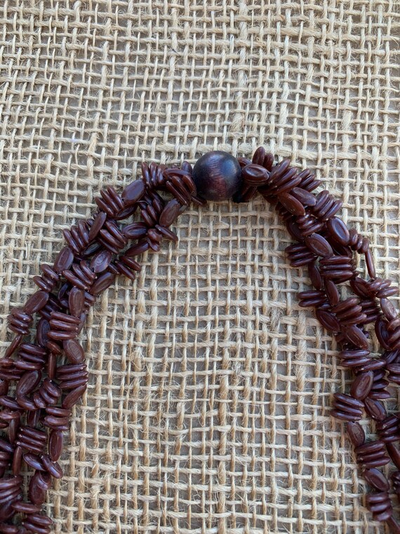 Seed Bead Necklace Natural Brown Hippie Boho Retr… - image 4