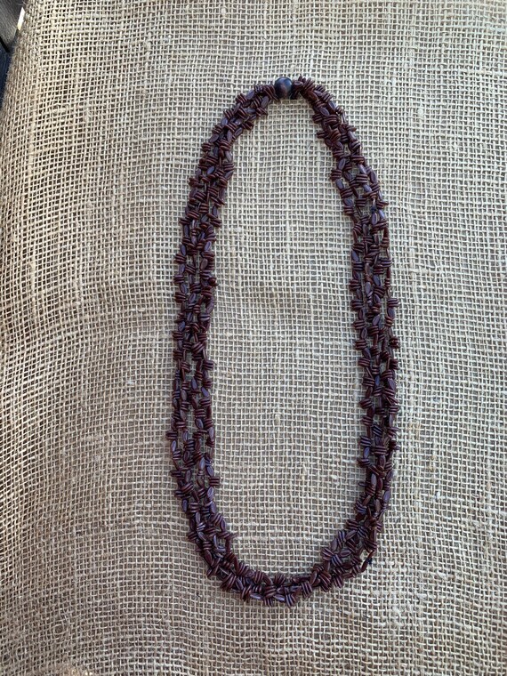 Seed Bead Necklace Natural Brown Hippie Boho Retr… - image 6