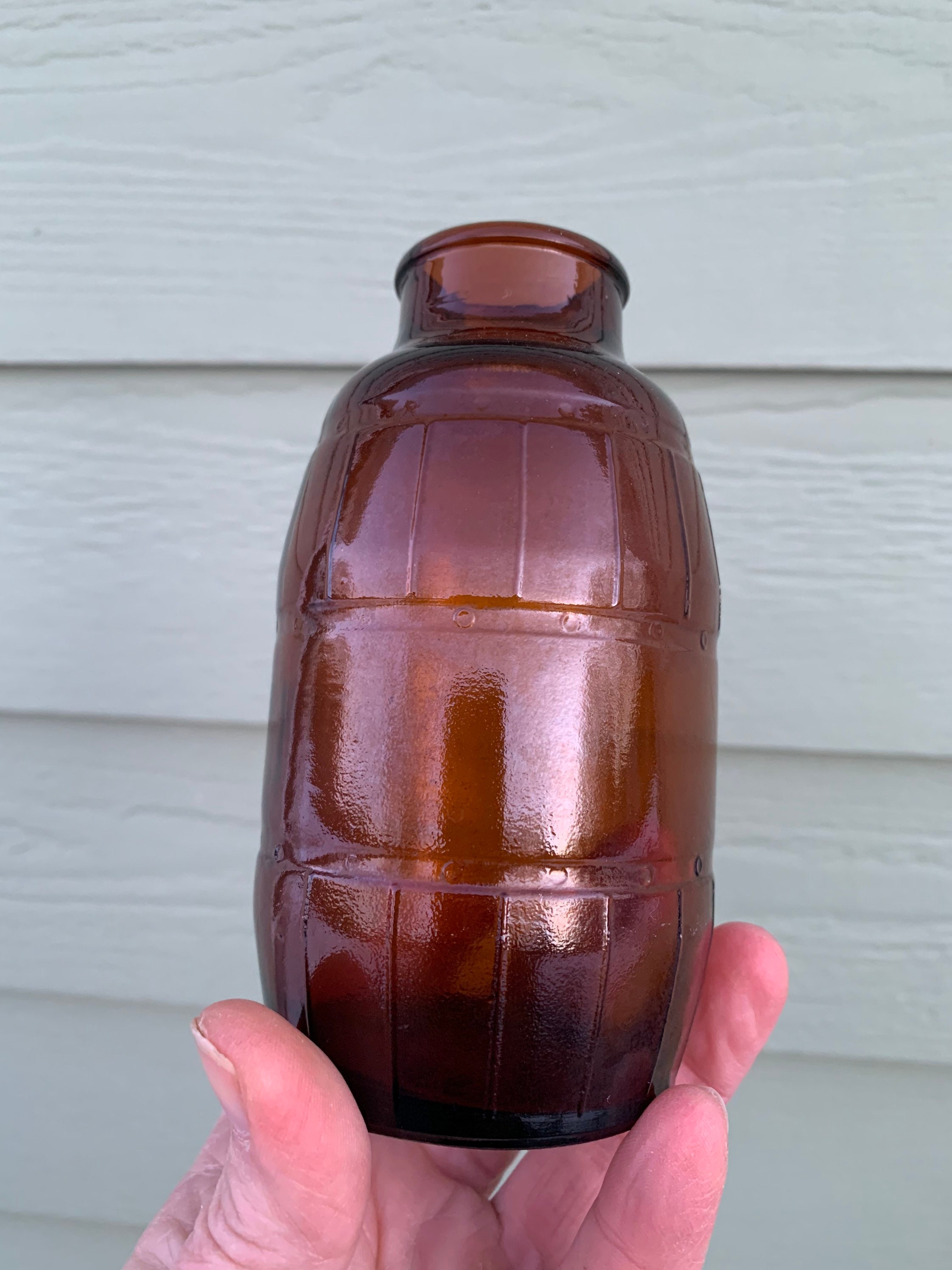 Barrel Beer Bottles Schmidt Wide Big Mouth Short Vintage Brown Glass Root Unusual Top Coin Bank Fall Amber Autumn Vase Drinking