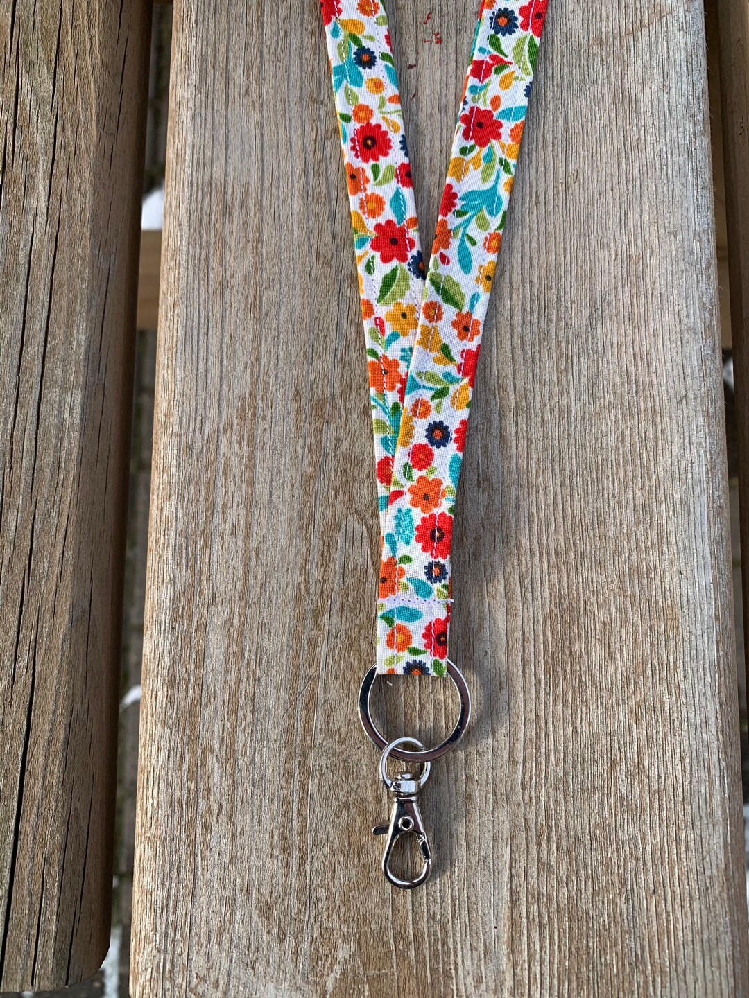 Fabric Keychain Lanyard Badge Long Neck Clip on Key Ring Etsy