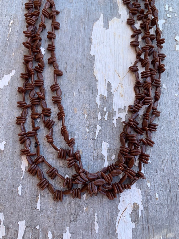 Seed Bead Necklace Natural Brown Hippie Boho Retr… - image 5