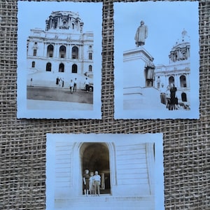 Minnesota Capitol photograph vintage picture black & white sepia photo building state St Paul architecture statues 1940 family vacation old