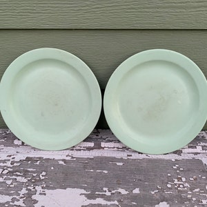 Boonton Melmac  plate set melamine vintage camper cabin retro ware pastel dishes picnic  aqua blue green pale large dinner plates thick