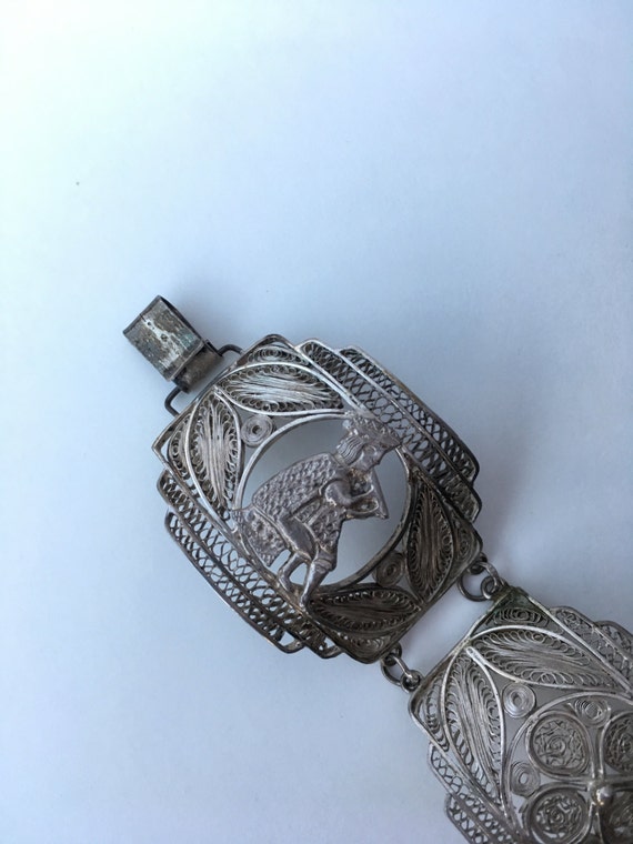 Silver cannetille bracelet filagree scroll wire wo