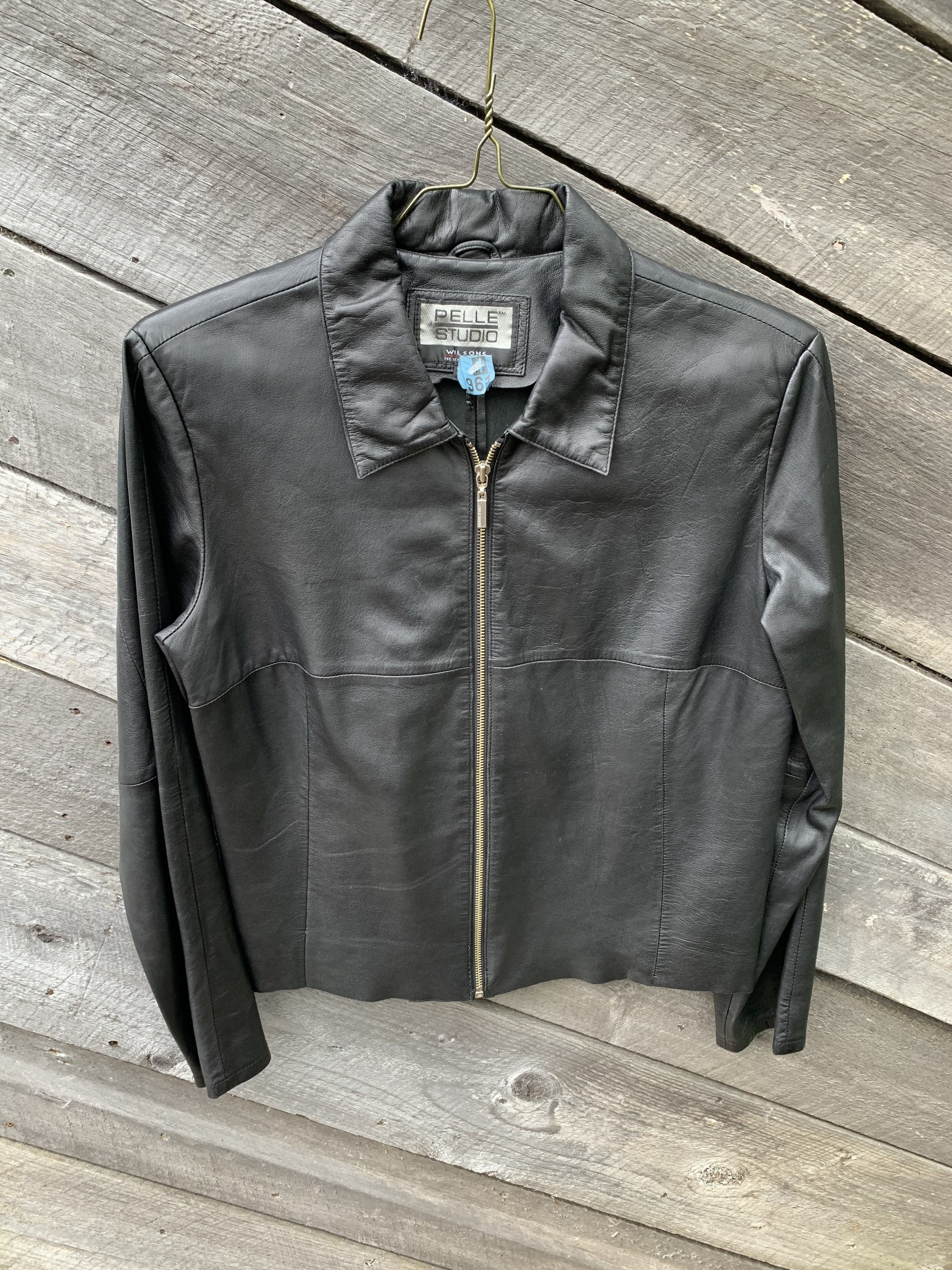 Pelle Studio Leather Jacket Zip up Coat Black Wilson Vintage Pelle Studio Leather Jacket Zip up Coat Black Wilson Vintage