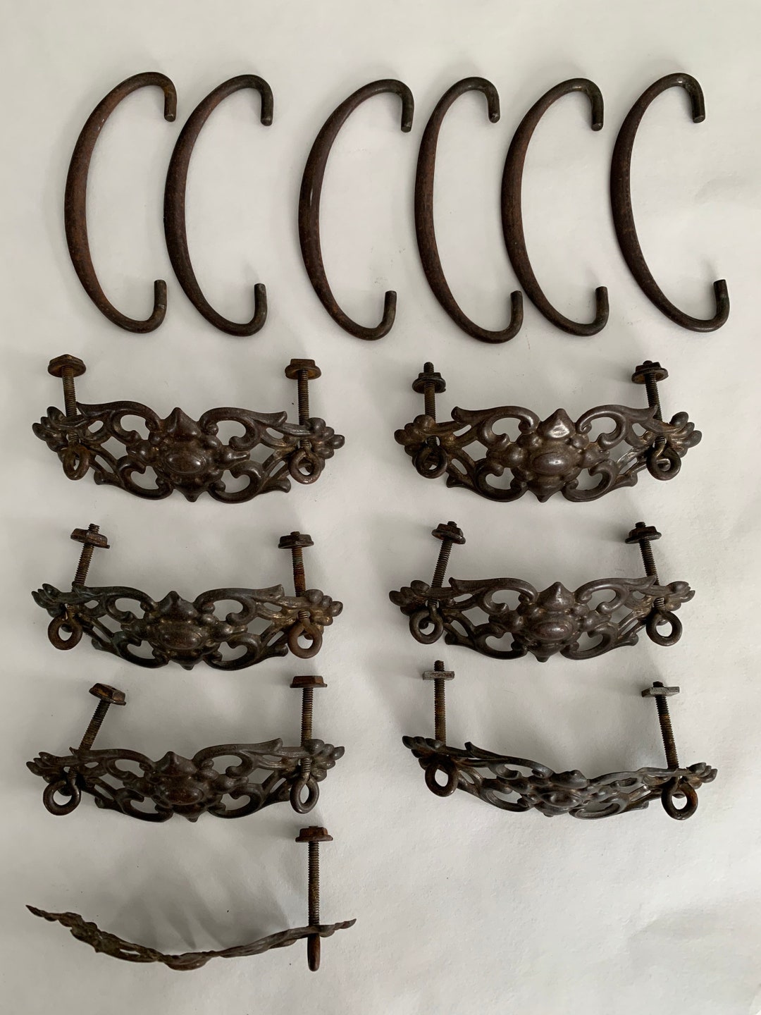 Brass Stamped Drawer Pull Design Fancy Victorian Hardware Etsy