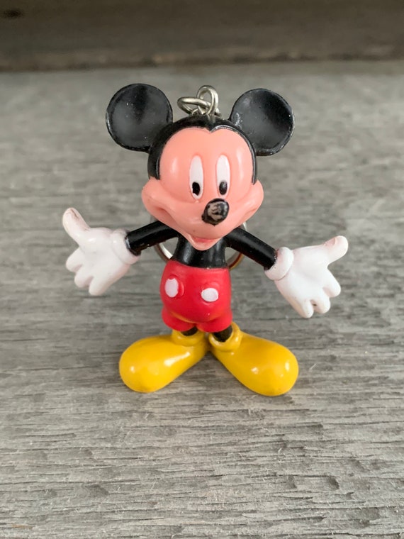 Mickey Mouse Keychain Plastic Resin Disney Figurine Toy Vintage Collectible  Walt Cartoon Character Miniature Small 