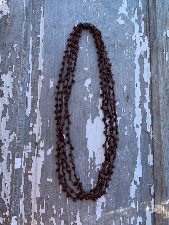 Seed Bead Necklace Natural Brown Hippie Boho Retr… - image 7