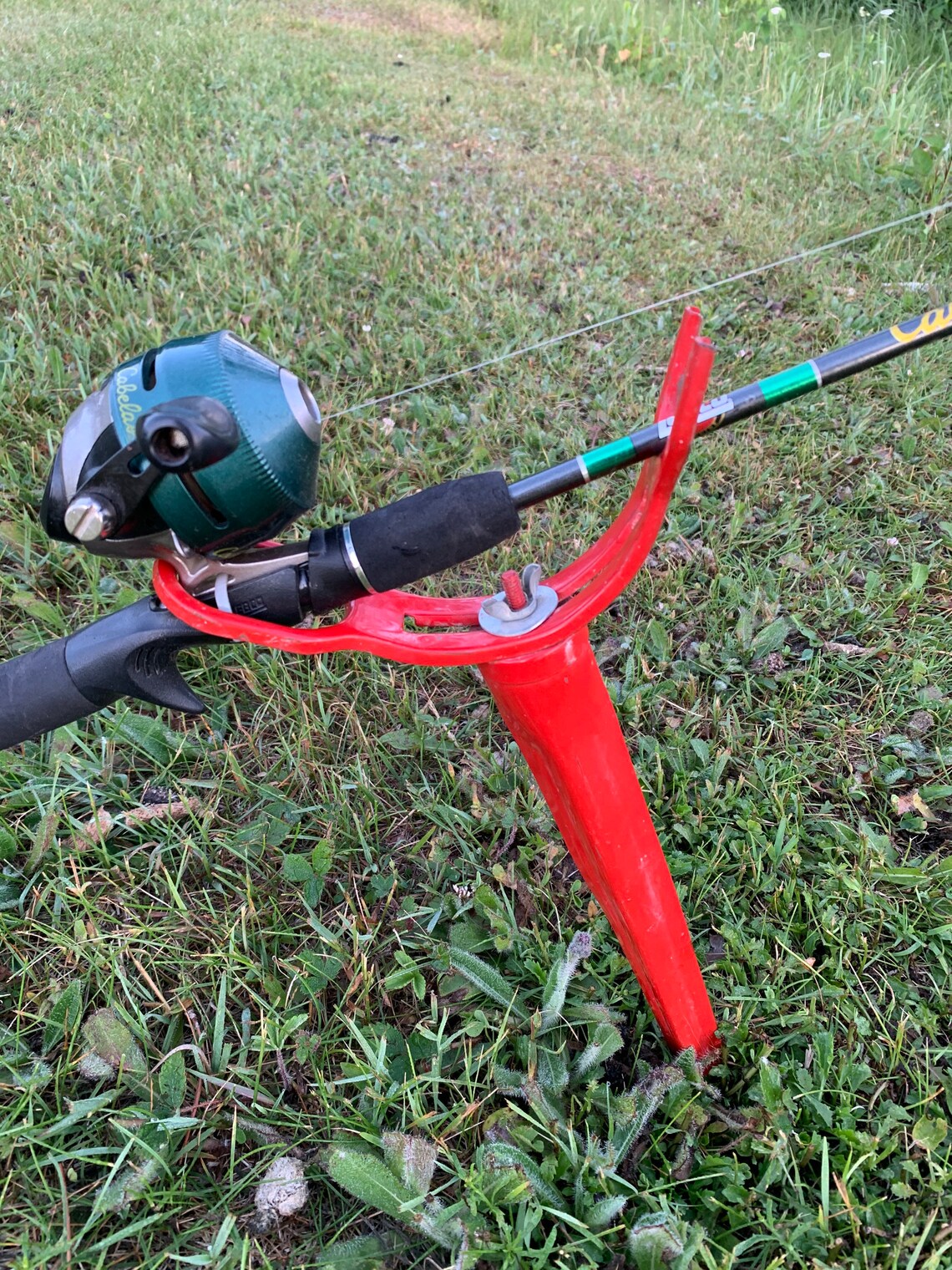 Fishing pole holder rod stand shore fishing red metal vintage Etsy