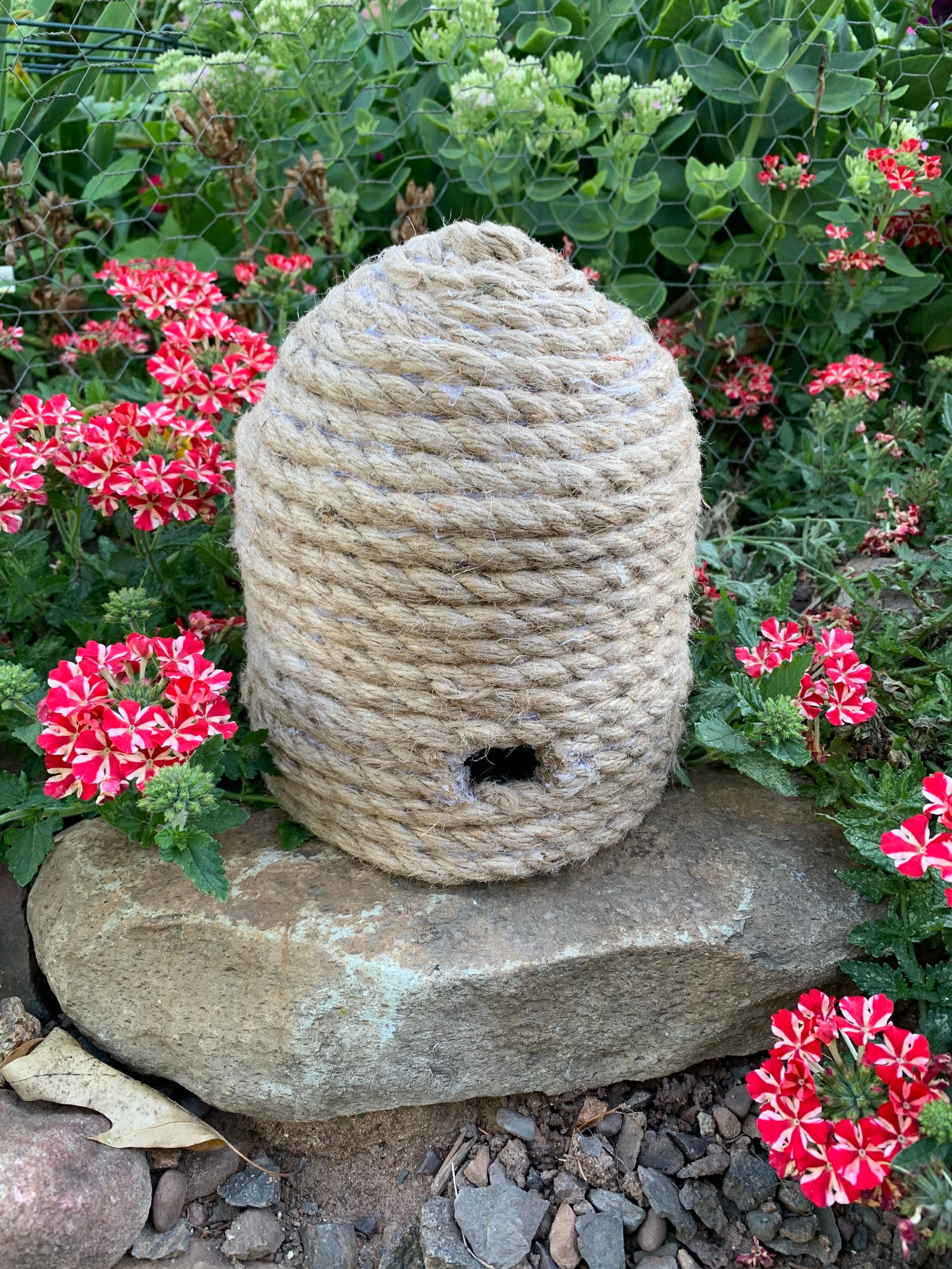 Pet Bee Rope Bee skep decorative handmade Jute rope honey bee cute country | Etsy