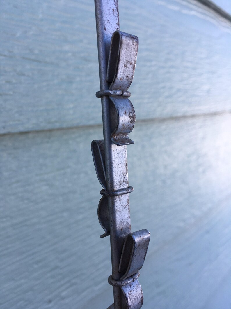 Metal display rack clip up hook hooks craft show vintage sale stamped card jewelry hanger upright vertical garden shed seed packet chips
